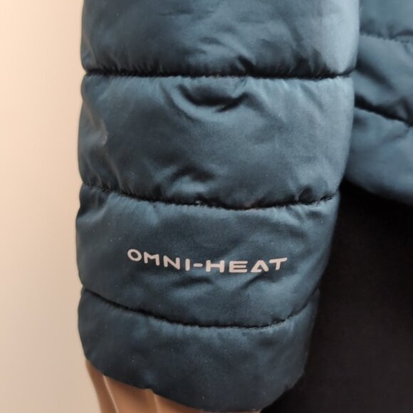 Columbia Puffer Jacket Womens Medium White Out ll Omni Heat Dark Seas Teal - Picture 10 of 15
